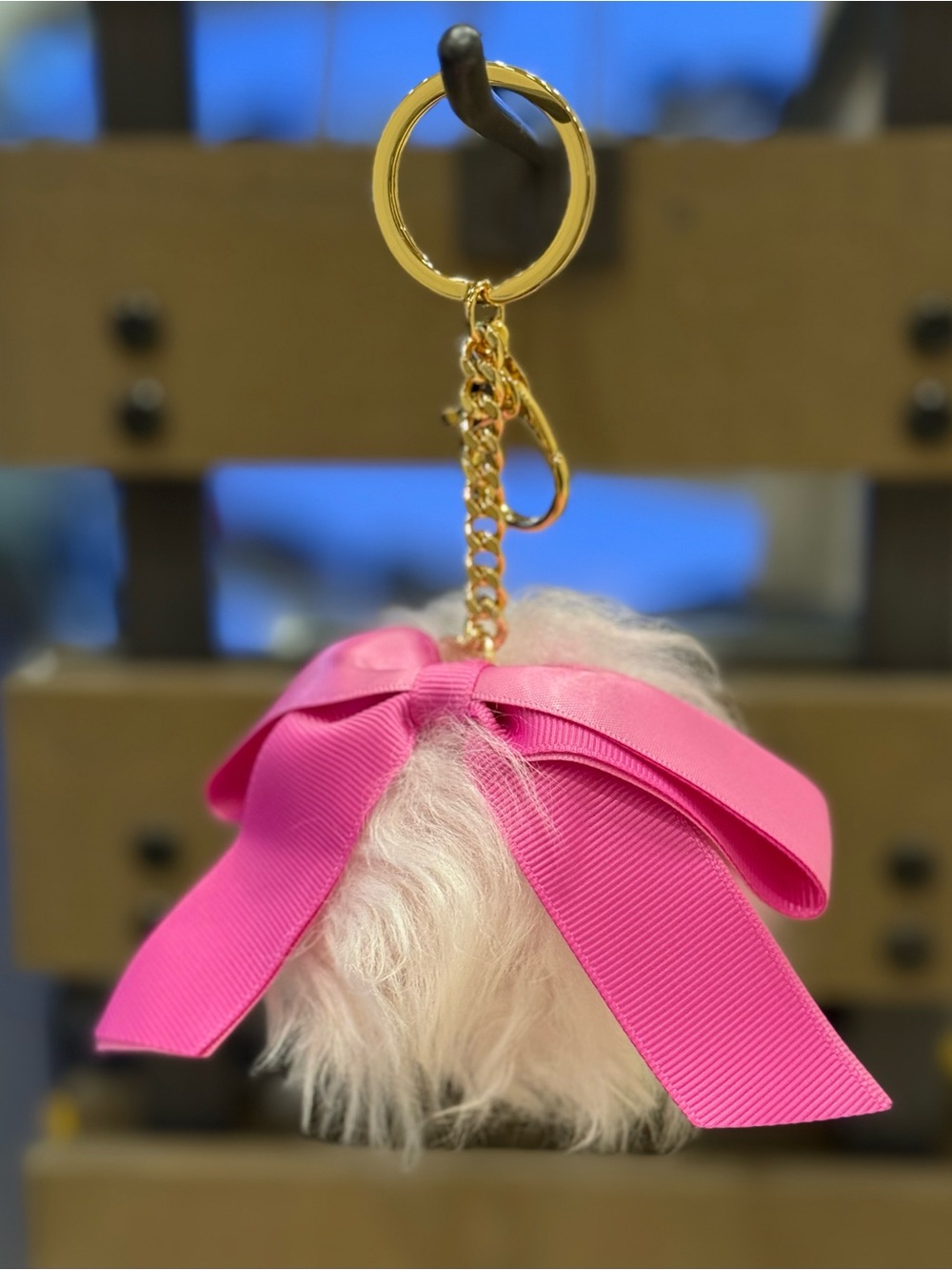 UGG Pink Holiday Gift Bow Key Chain Fob Ring